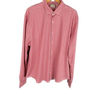 Buki Collection Seattle Mens XXL Red White Grid Check Performance Button Down